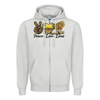 Dove Grey peace love lions Zipper Hoodie - LillyAllenDesigns