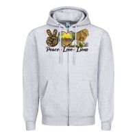 Heather Grey peace love lions Zipper Hoodie - LillyAllenDesigns