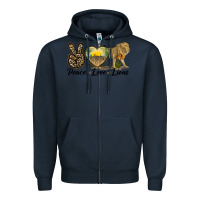 Navy peace love lions Zipper Hoodie - LillyAllenDesigns