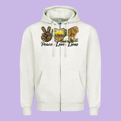 Peace Love Lions Zipper Hoodie Designed By Lillyallendesigns