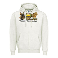 Oatmeal Heather peace love lions Zipper Hoodie - LillyAllenDesigns