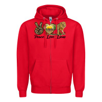 Red peace love lions Zipper Hoodie - LillyAllenDesigns