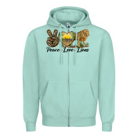Seafoam peace love lions Zipper Hoodie - LillyAllenDesigns