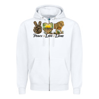 White peace love lions Zipper Hoodie - LillyAllenDesigns
