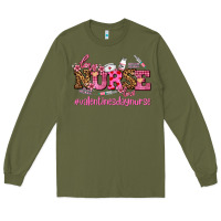 Army Green nurse with valentines day element Long Sleeve Tee - AdoDesignShop