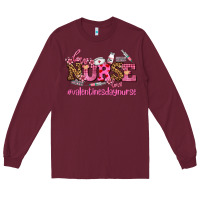 Burgundy nurse with valentines day element Long Sleeve Tee - AdoDesignShop