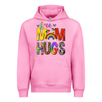 Fuchsia Pink Free Mom Hugs with Butterflies Urban Hoodie - texasbilliewilder