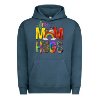 Pigment Midnight Navy Free Mom Hugs with Butterflies Urban Hoodie - texasbilliewilder