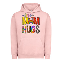 Pigment Salmon Free Mom Hugs with Butterflies Urban Hoodie - texasbilliewilder