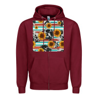 Burgundy serape cowhide sunflowers seamless pattern 12inch Zipper Hoodie - Jasminsmagicworld
