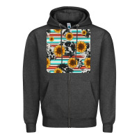 Charcoal Heather serape cowhide sunflowers seamless pattern 12inch Zipper Hoodie - Jasminsmagicworld