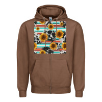 Chestnut serape cowhide sunflowers seamless pattern 12inch Zipper Hoodie - Jasminsmagicworld