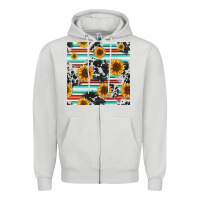 Dove Grey serape cowhide sunflowers seamless pattern 12inch Zipper Hoodie - Jasminsmagicworld