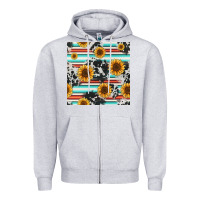 Heather Grey serape cowhide sunflowers seamless pattern 12inch Zipper Hoodie - Jasminsmagicworld