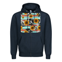 Navy serape cowhide sunflowers seamless pattern 12inch Zipper Hoodie - Jasminsmagicworld