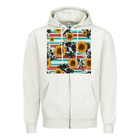 Oatmeal Heather serape cowhide sunflowers seamless pattern 12inch Zipper Hoodie - Jasminsmagicworld