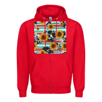 Red serape cowhide sunflowers seamless pattern 12inch Zipper Hoodie - Jasminsmagicworld