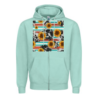 Seafoam serape cowhide sunflowers seamless pattern 12inch Zipper Hoodie - Jasminsmagicworld