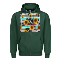 Sports Green serape cowhide sunflowers seamless pattern 12inch Zipper Hoodie - Jasminsmagicworld