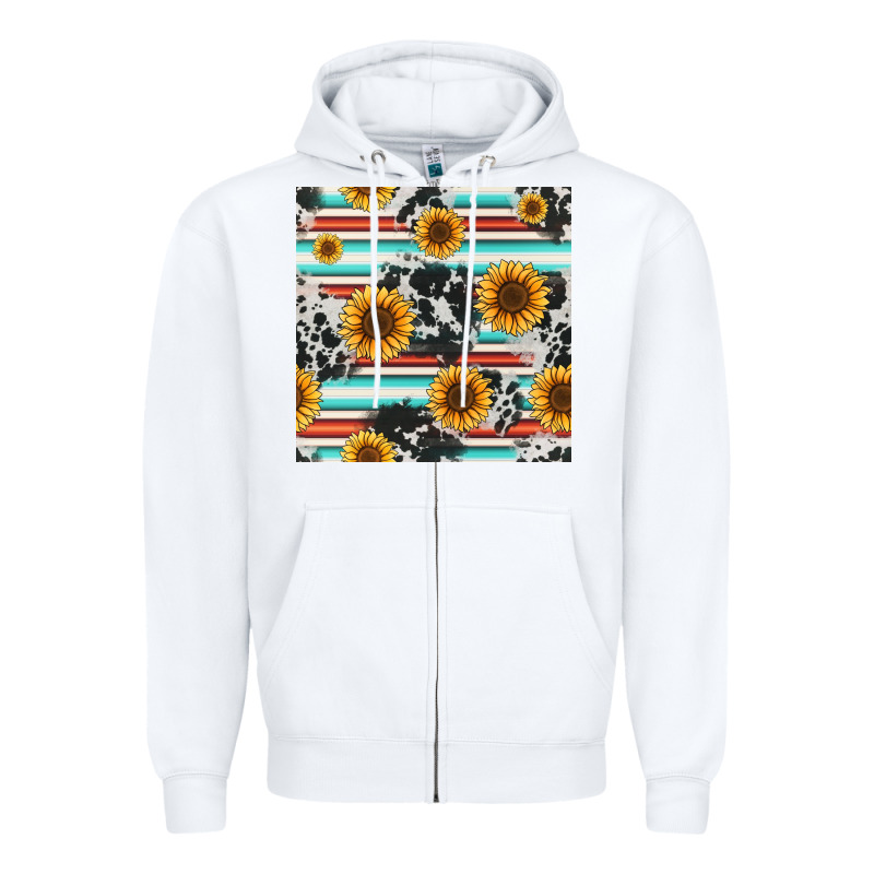 Serape Cowhide Sunflowers Seamless Pattern 12inch Zipper Hoodie by Jasminsmagicworld | Teevron