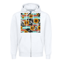 White serape cowhide sunflowers seamless pattern 12inch Zipper Hoodie - Jasminsmagicworld