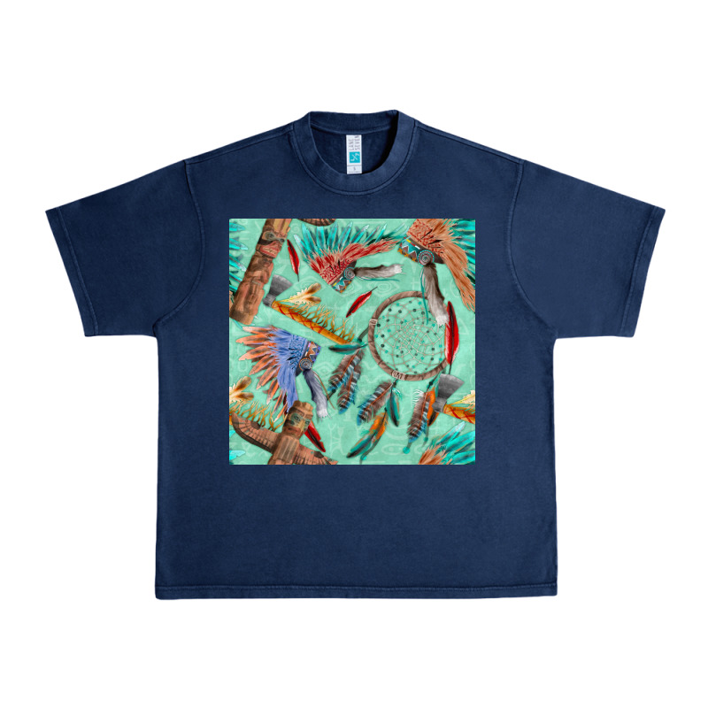 Pipe Tomahawk Dreamcatcher Headdress Seamless Patt Urban Heavy Tee by FaDigitalArtStudio | Teevron