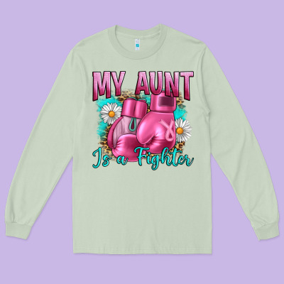 Breast Cancer My Aunt İs A Fighter Long Sleeve Tee Designed By Artiststas