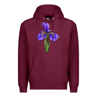 Burgundy Iris Flower Premium Hoodie - LillyAllenDesigns