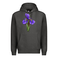 Charcoal Heather Iris Flower Premium Hoodie - LillyAllenDesigns