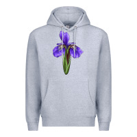 Heather Grey Iris Flower Premium Hoodie - LillyAllenDesigns