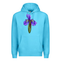 Ocean Blue Iris Flower Premium Hoodie - LillyAllenDesigns