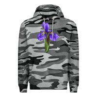 Slate Camo Iris Flower Premium Hoodie - LillyAllenDesigns