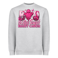 Heather Grey Boo Scare Away Breast Cancer Heavyweight Sweatshirt - texasbilliewilder