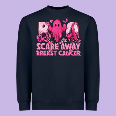 Boo Scare Away Breast Cancer Heavyweight Sweatshirt Designed By Texasbilliewilder