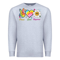 Heather Grey peace love happiness Premium Sweatshirt - NancyCooperArtShop