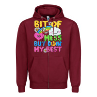 Burgundy bit of a mess but doin my best Zipper Hoodie - NancyCooperArtShop