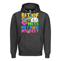 Charcoal Heather bit of a mess but doin my best Zipper Hoodie - NancyCooperArtShop