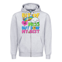 Heather Grey bit of a mess but doin my best Zipper Hoodie - NancyCooperArtShop