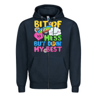 Navy bit of a mess but doin my best Zipper Hoodie - NancyCooperArtShop
