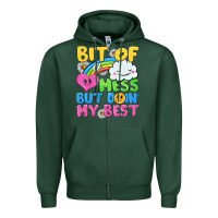 Sports Green bit of a mess but doin my best Zipper Hoodie - NancyCooperArtShop
