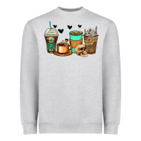 Heather Grey skeleton coffee cups Heavyweight Sweatshirt - Zillion Design Studio