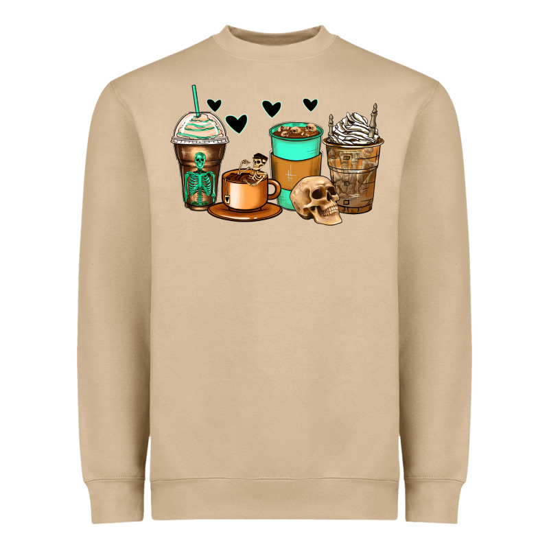 Skeleton Coffee Cups Heavyweight Sweatshirt by Zillion Design Studio | Teevron