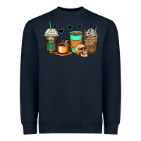 Navy skeleton coffee cups Heavyweight Sweatshirt - Zillion Design Studio