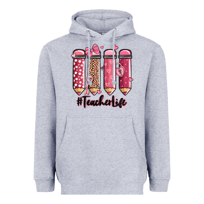 Valentine's Day Teacher Life Pencils Heavyweight Hoodie by MaliasSmallBusiness | Teevron