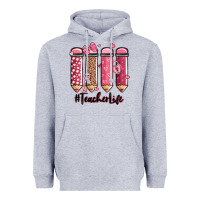 Heather Grey valentine's day teacher life pencils Heavyweight Hoodie - MaliasSmallBusiness