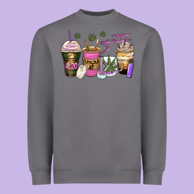 Weed Coffee Cups Heavyweight Sweatshirt Designed By Zillion Design Studio