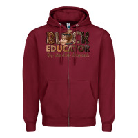 Burgundy black educator by popular demand Zipper Hoodie - NancyCooperArtShop