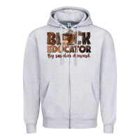 Heather Grey black educator by popular demand Zipper Hoodie - NancyCooperArtShop
