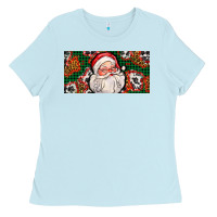 Baby Blue christmas with santa Ladies Tee - AdoDesignShop