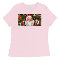 Bubblegum Pink christmas with santa Ladies Tee - AdoDesignShop